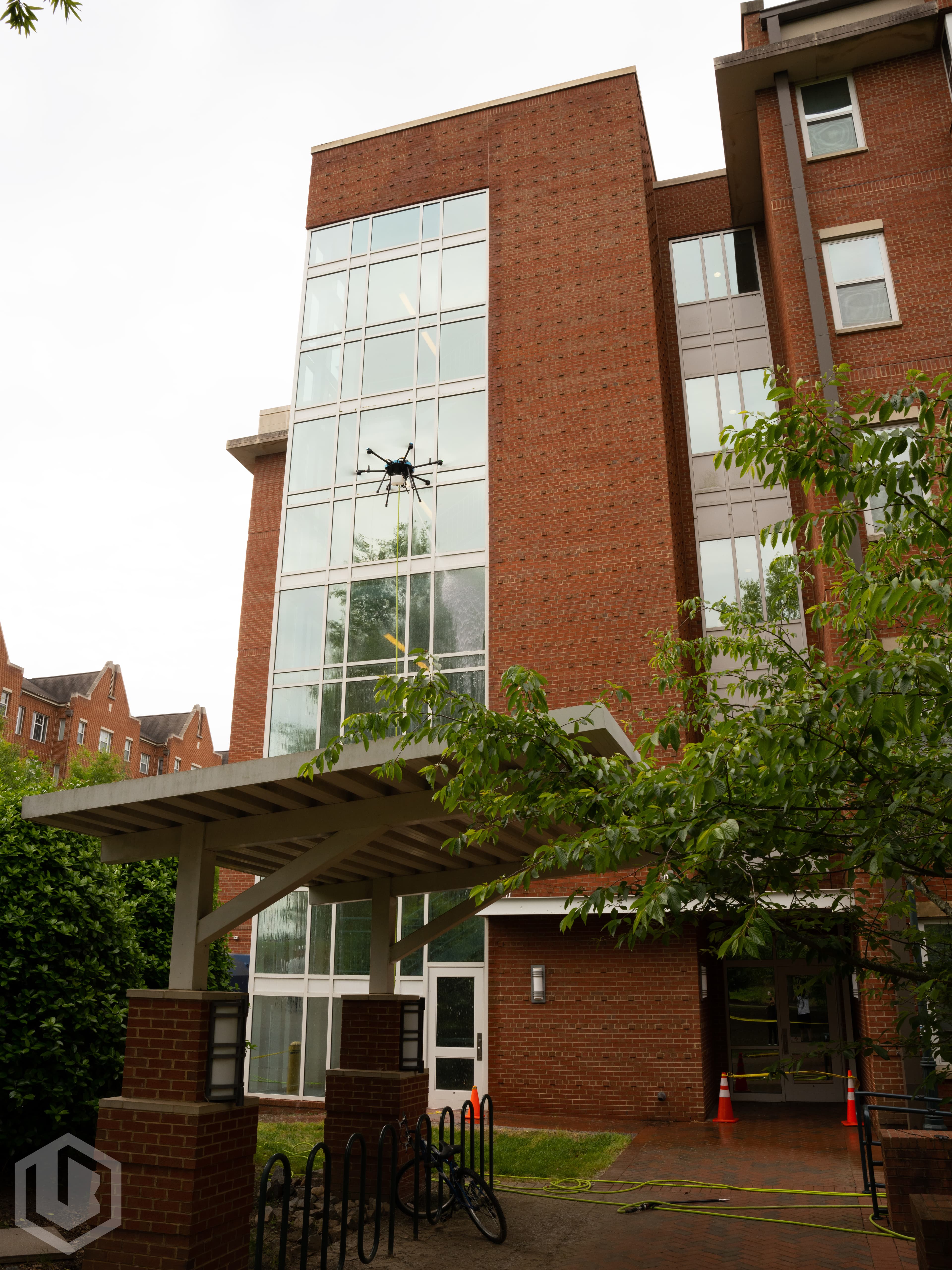 Drone window cleaning